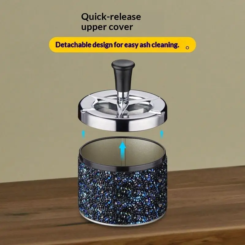 *Wholesale Push Down Ashtray With Lid Spinning Ashtray Windproof Self-Cleaning Ashtray Car Ashtray For Home Office Car