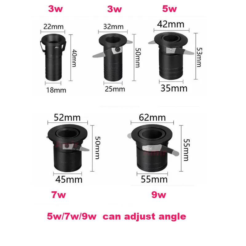 Led Mini Spotlight 7w 9w COB Small Spot Light Recessed 24° Beam Angle Adjustable Ceiling Lamp For Wine Cabinet Jewellery Artwork