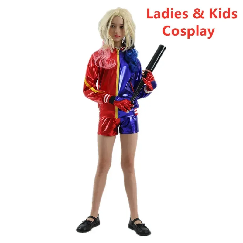 6Pcs Set Halloween Carnival Cosplay Clown Girl Outfits Trendy Sets Jacket Shorts Kids Ladies Outfits For Party Gift New Year