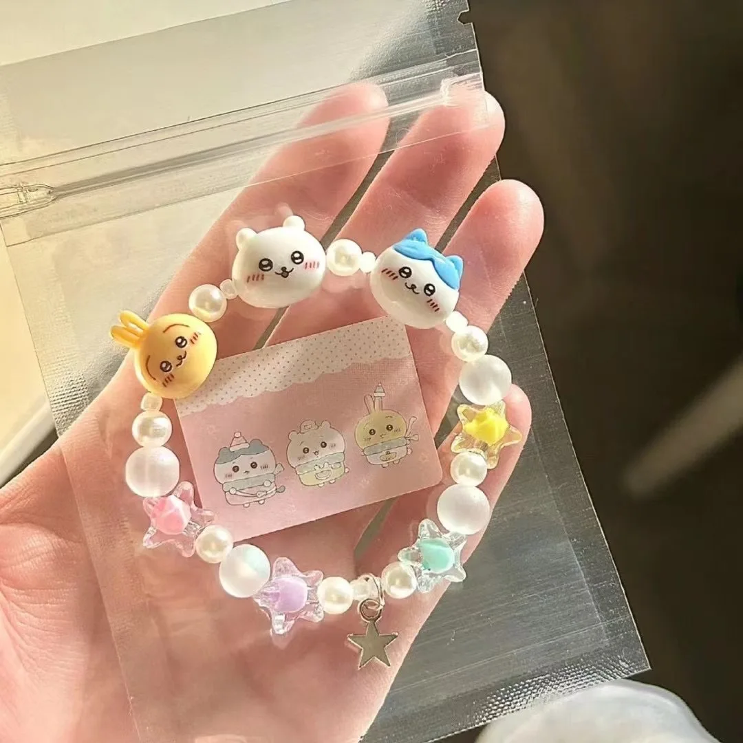 Desenhos animados Chiikawa Usagi Cabeça Pulseira, Nicho Design, Namoradas Acessórios, Kawaii Hachiware, Namoradas Presentes