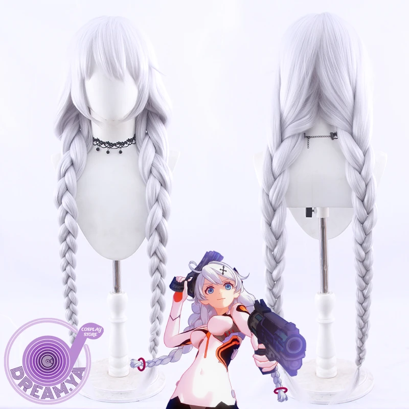 

Kiana Kaslana Cosplay Wig Honkai Impact Braided Silver Gray 70cm Long Heat Resistant Synthetic Hair Halloween Role Play Wig Cap