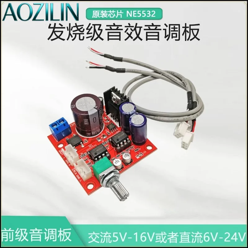 AOZILIN Dual NE5532 Single Power Preamplifier Board Volume Adjustment Op-Amp Module with Shielded Cable