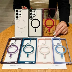 Manyetik magsafe çerçeveli mat kapak, samsung galaxy s24 s23 s22, ultra plus ve kablosuz şarj için, şok emici akrilikli cep telefonu kapağı güç bankasının en büyük satışlarından 12'si, samsung №2'nin indüksiyonu