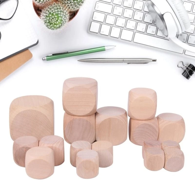 W89C 20 قطعة مكعبات خشبية نقطات خشبية فارغة مكعبات الخشبية غير المكتملة #6