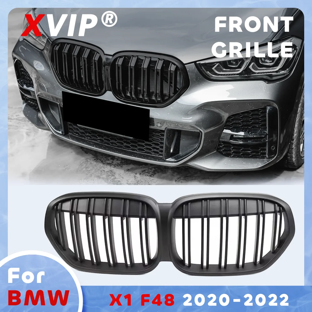

Матовая черная решетка переднего бампера XVIP в стиле Double Line для BMW X1 2020-2021 F48 F49 LCI
