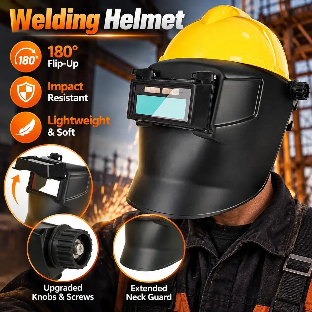 Auto Darkening Welding Helmet Professional Welder Mask Large View Face Shield For Arc Grind Cut High-Altitude Welding