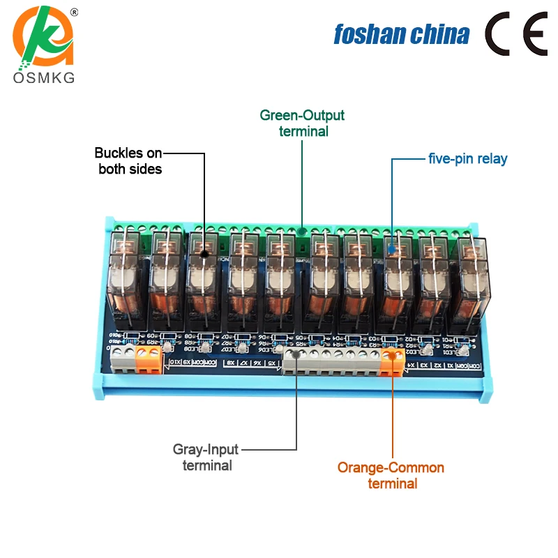 10 Channel Single Open Relays DC24V Hongfa Relay Module  16A Electromagnetic Relay for PLC
