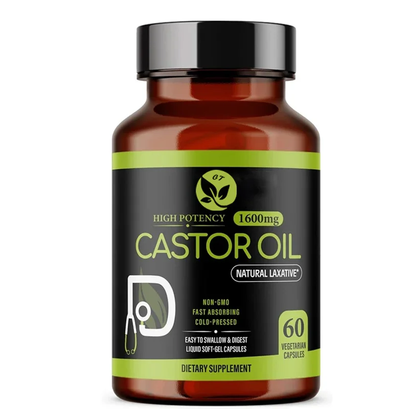 Castor Oil 1600mg , Non Genetically Modified , Fasting Absorption , Vegetarian - Cold Pressing - High Potency ( Capsules)