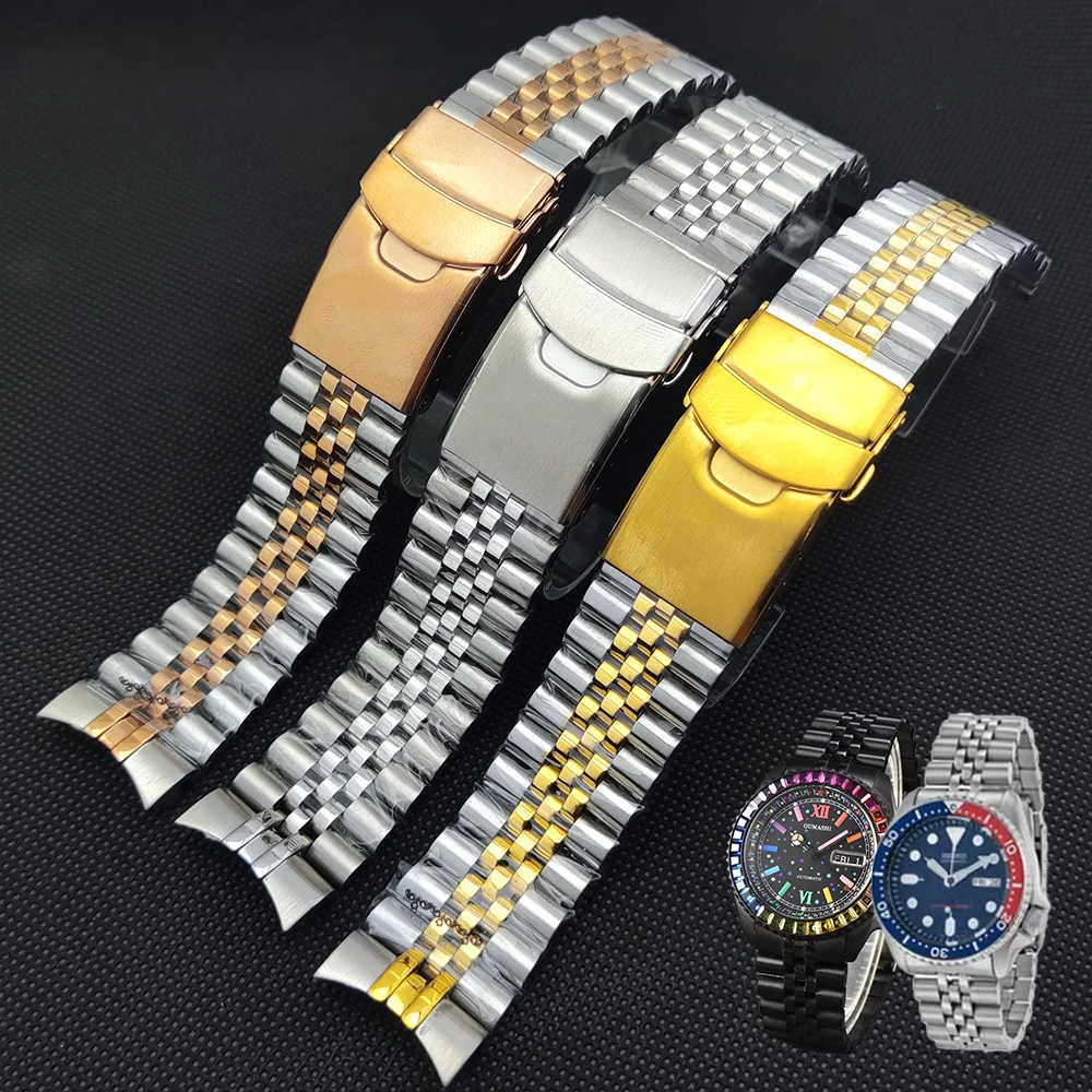 

SKX007 Watch Strap 316L Solid Stainless Steel Strap 22mm Strap High Quality Men's Watch Band SKX009 Jubilee Curved End Bracelet