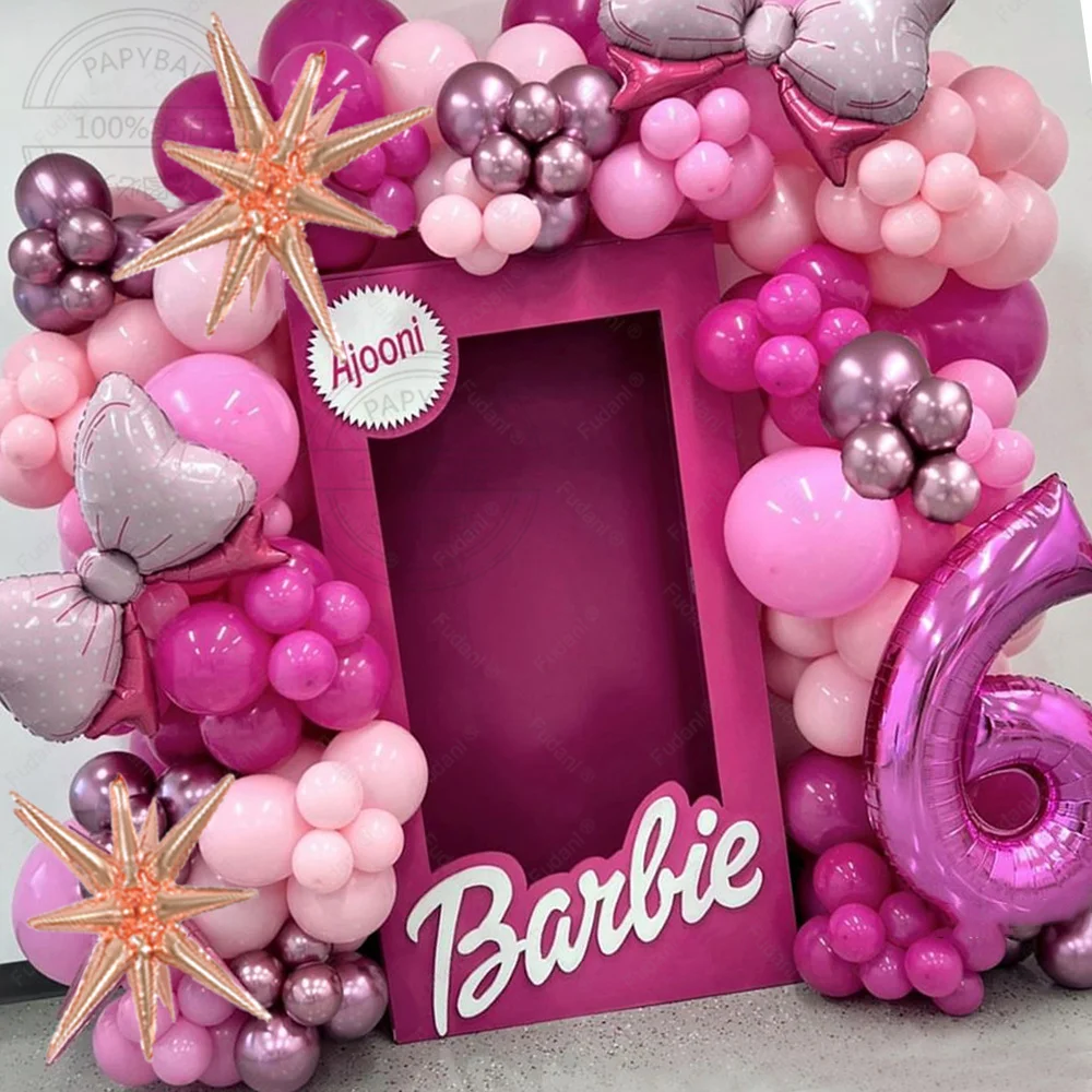 133 pezzi set di fiocchi rosa ghirlanda stile arco 32 pollici 1-9 palla foil palloncino in lattice decorazione festa di compleanno per bambini e