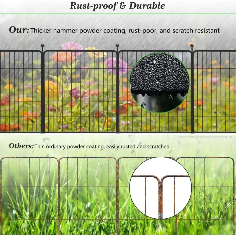 Decorative Garden Metal Fence 46ft (L)×32in(H) 20 Panels Heavy Duty Iron Wire Animal Barrier Temporary No Dig Fence Landscape