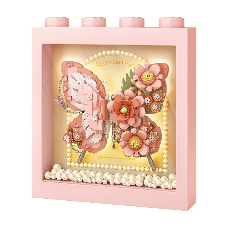 Creative LOZ Butterfly Frames Building Blocks Toy Kits Animal Picture Frame Model DIY Assembly Bricks Decor Toys for Kids Gifts