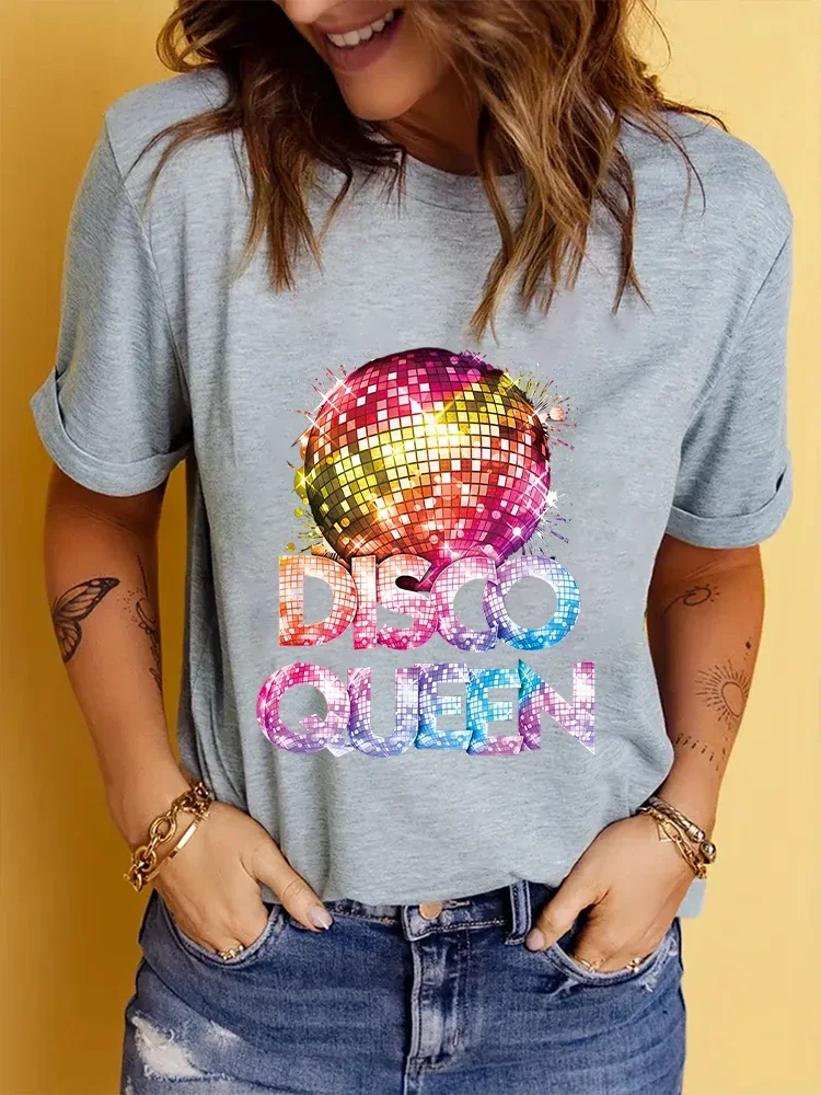 

Women T-shirt 70's Disco Themed Vintage T-shirt Casual Comfort Round Neck Women's Top Summer