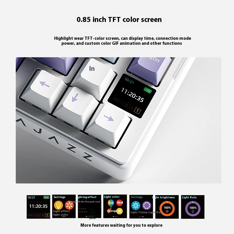 AJAZZ AKS075 لوحة المفاتيح الميكانيكية المخصصة أليس مريح قابل للتبديل السريع لتقوم بها بنفسك TFT عرض RGB 5000mAh BT 2.4G لوحة المفاتيح اللاسلكية