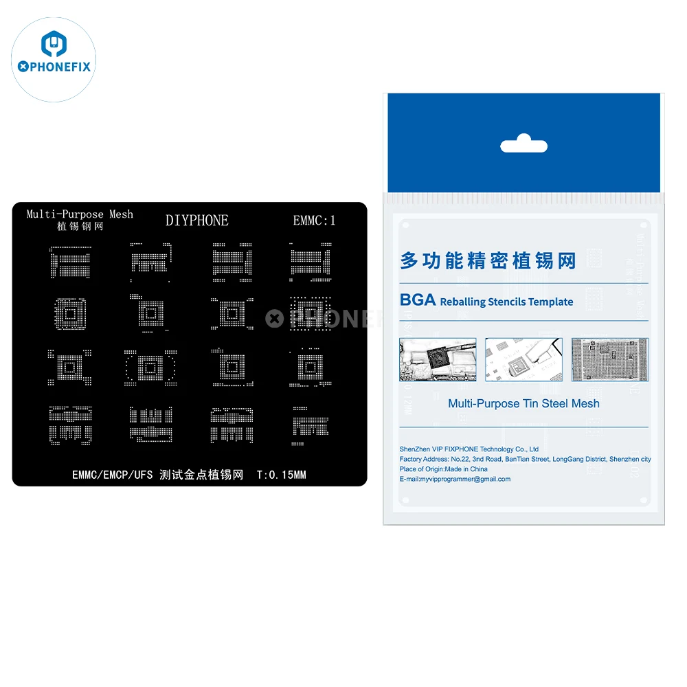 DIYPHONE BGA Reballing Stencil EMMC 1 2 for Android Hard Disk EMMC EMCP UFS UMCP LPDDR PCIE NAND Phone Soldering Repair Tool