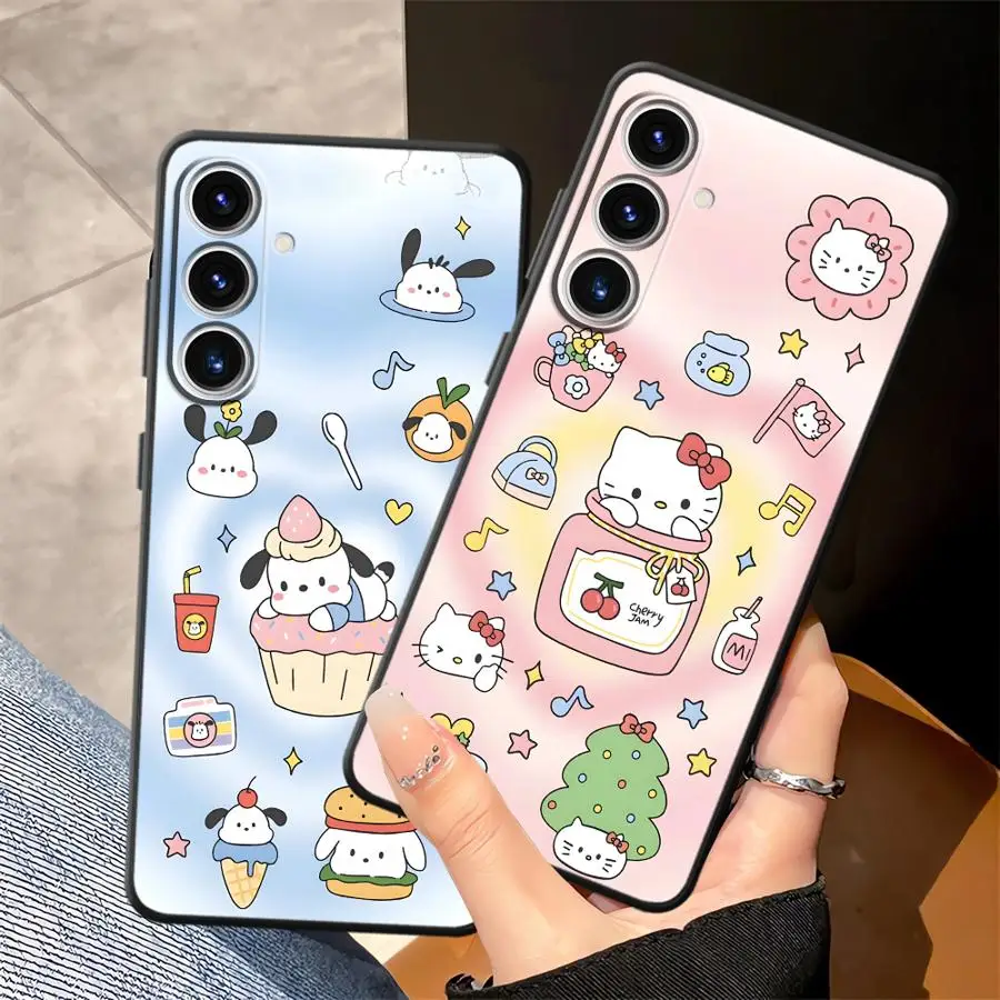 Sanrio Hello Kitty Case for Samsung Galaxy A26 A72 A23 A53 A36 A51 A73 A41 A24 A55 A25 A71 A22 A52 A35 A32 Black Soft Phone