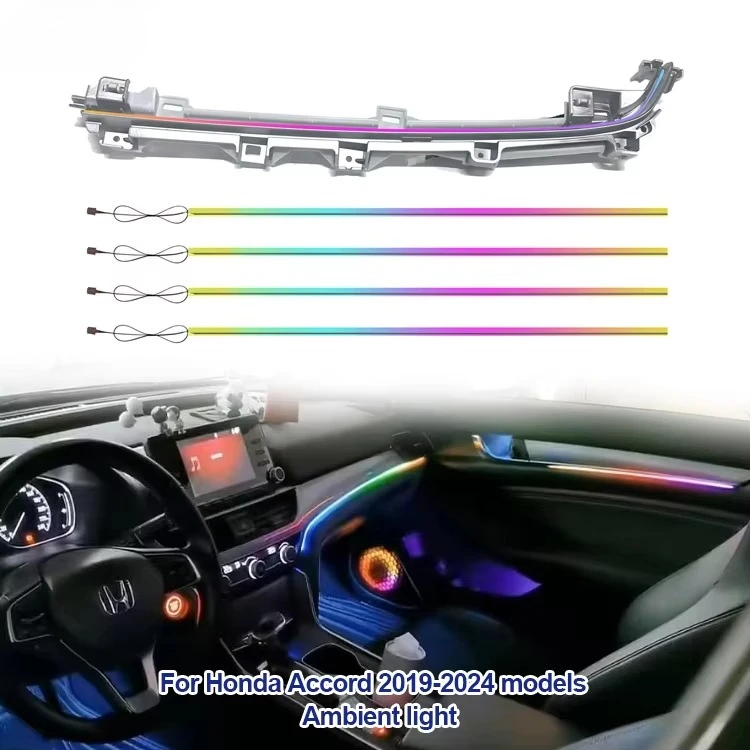 For Honda10th Gen Accord 2018-2023 Glefon 64 Colors App Control 12V Car Interior Ambient Light Kit Plug and Play Atmosphere Lamp
