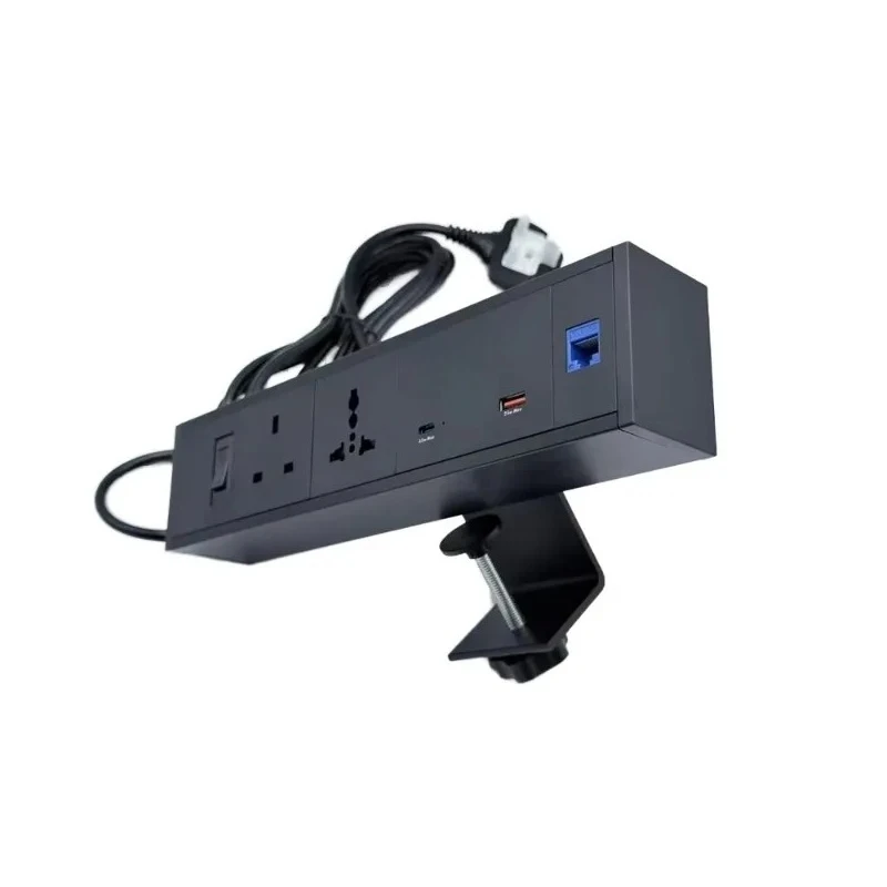 High quality Industrial clip-on socket, aluminum alloy material, universal power supply, with switch USB & RJ45 network port