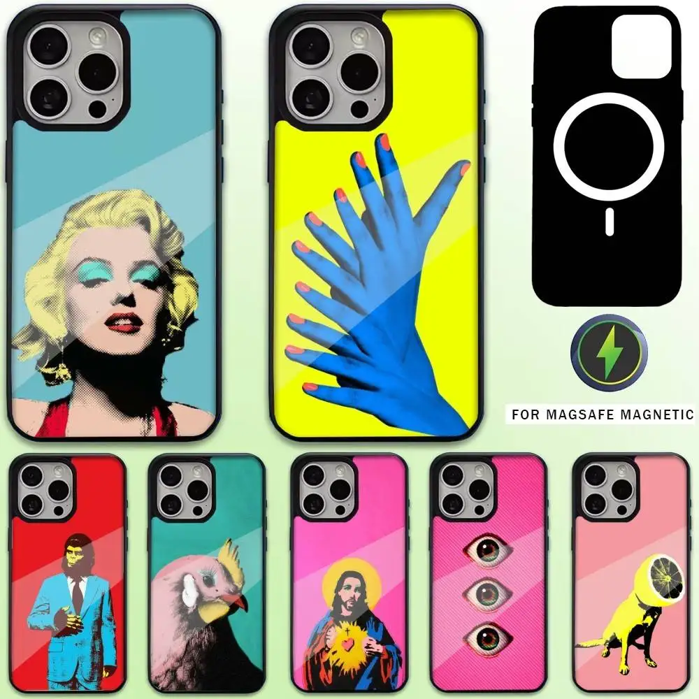 

A-Andy Warhol Pop Art Banana Phone Case For iPhone17,16,15,14,13,12,11 Plus,Pro Max Magnetic For Magsafe Wireless Charging