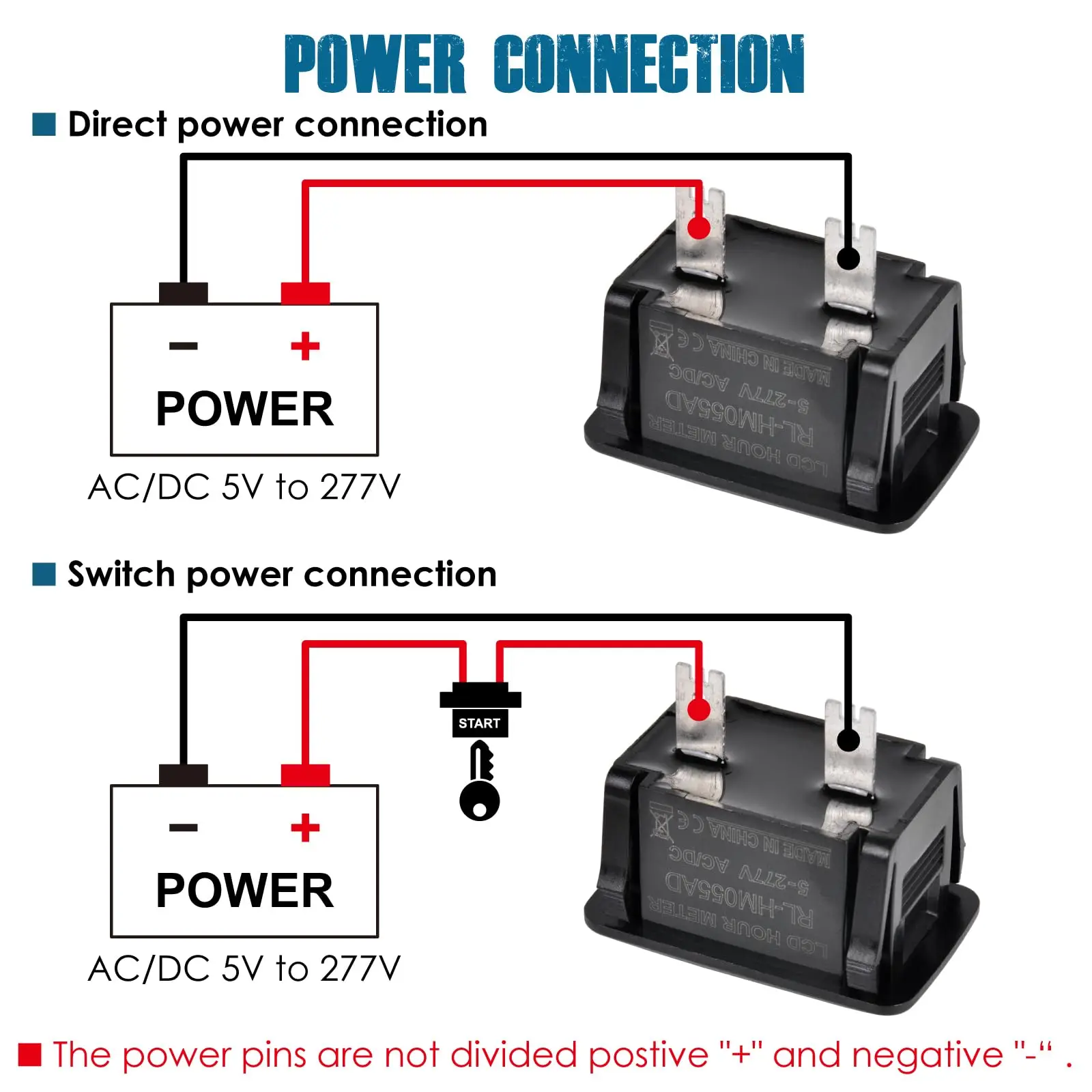 Medidor de hora digital AC/DC 5V-277V Display LCD com alarme de manutenção para gerador, cortador de grama, trator, empilhadeira, ATV, scooter