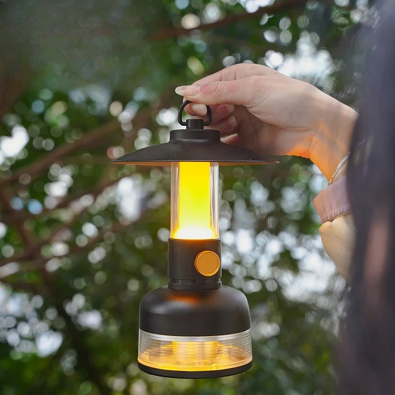 التخييم في الهواء الطلق عمر البطارية الطويل جو الرجعية شحن خيمة الإضاءة في الهواء الطلق معلقة مصباح الحصان متعدد الوظائف