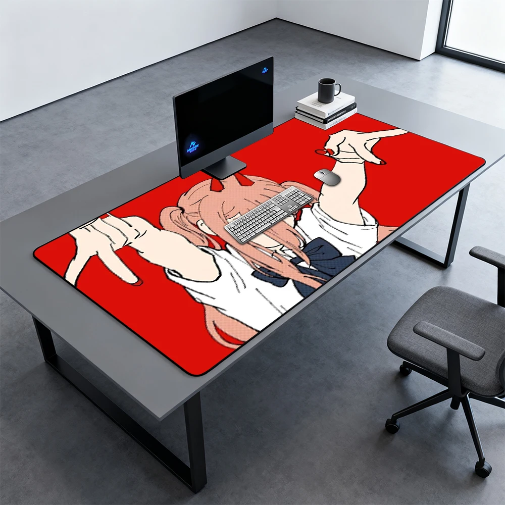 Power Chainsaw Man Deskmat Gamer Girl Carpet Xxxl Mouse Pad 1000x500 Playmat Red Computer Mat Anime Mousepads Desk Accesories