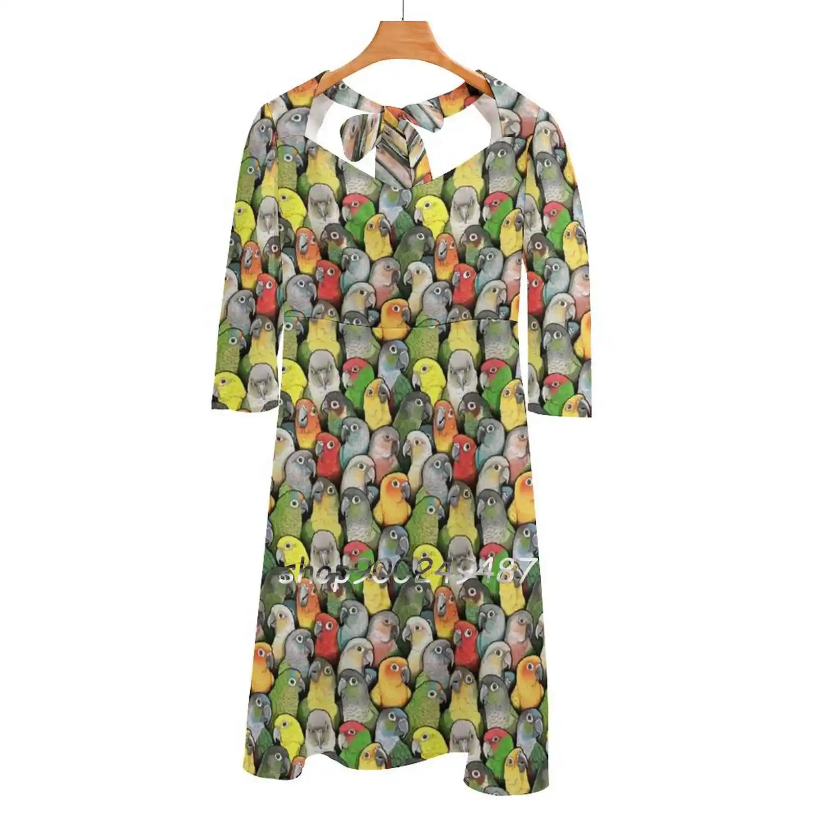 Colour Of Conures Square Neck Dress Cute Loose Print Dresses Elegant Beach Party Dress Conure Conures Parakeet Parakeets Birb