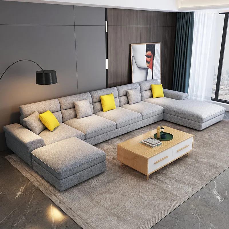 Nordisches Stoffsofa, kleine Wohnung, Wohnzimmermöbelkombination