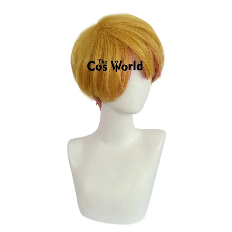 Oshi no Ko 호시노 아쿠아마린 25cm 짧은 스트레이트 애니메이션 코스프레 가발 섬유 내열성 합성 머리 + 가발 모자