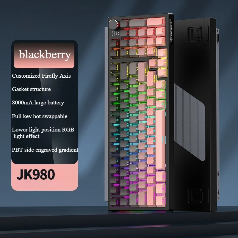 

Wireless mechanical keyboard with hot-swappable HIF sound Bluetooth three-mode side-engraved keycaps for office and e-sports