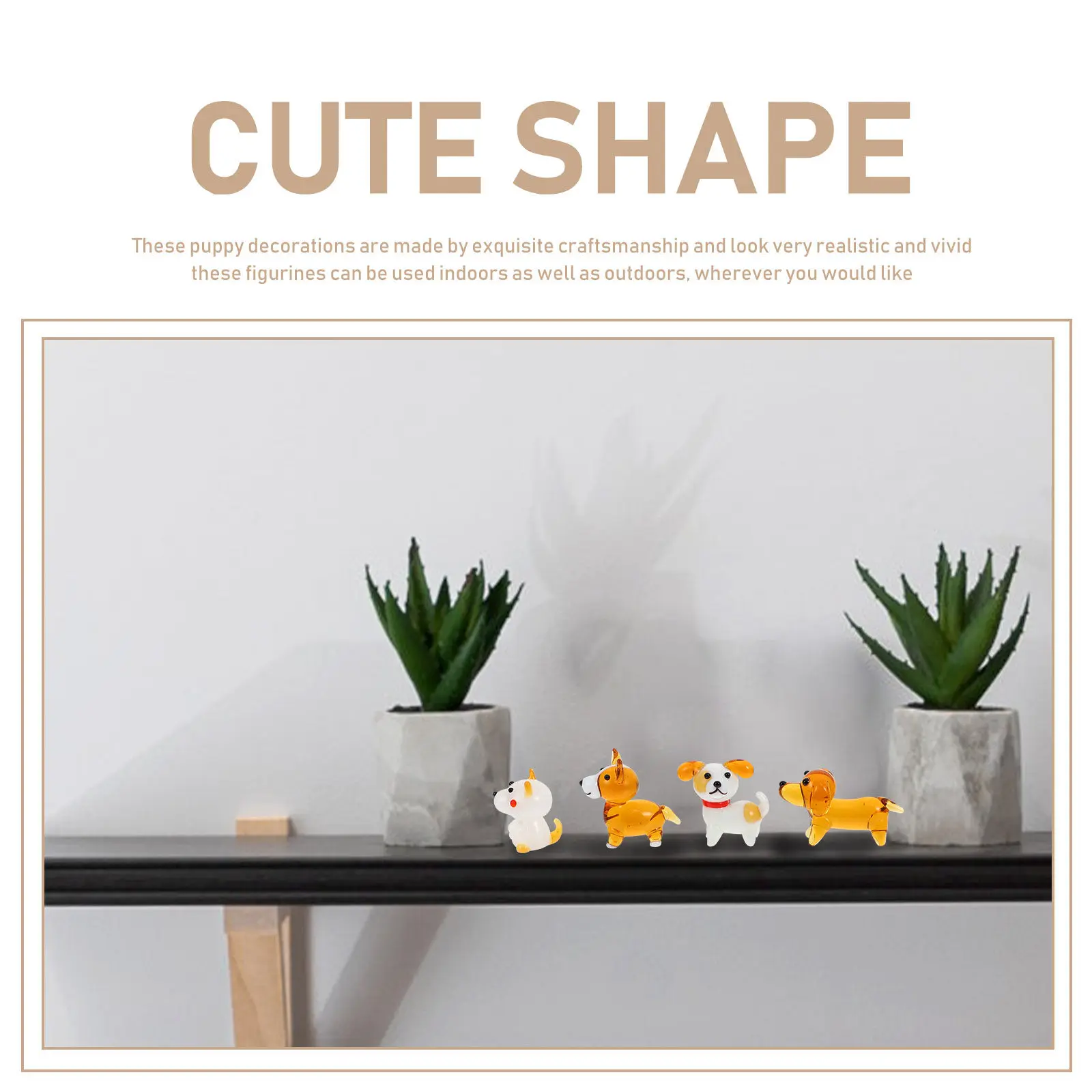 4Pcs Glass Crystal Desktop Dog Decorations Small Dog Adornments Miniature Decor for Home Office Bedroom Table Puppy Figurine