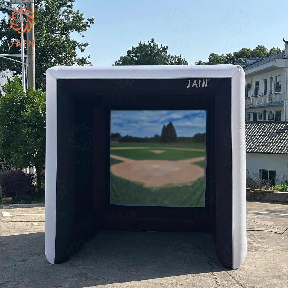 Value Deal! 10FT Inflatable Home Golf Simulator With Built-in Blower & Impact Screen Golf Tranining Equipment For Practice Golf