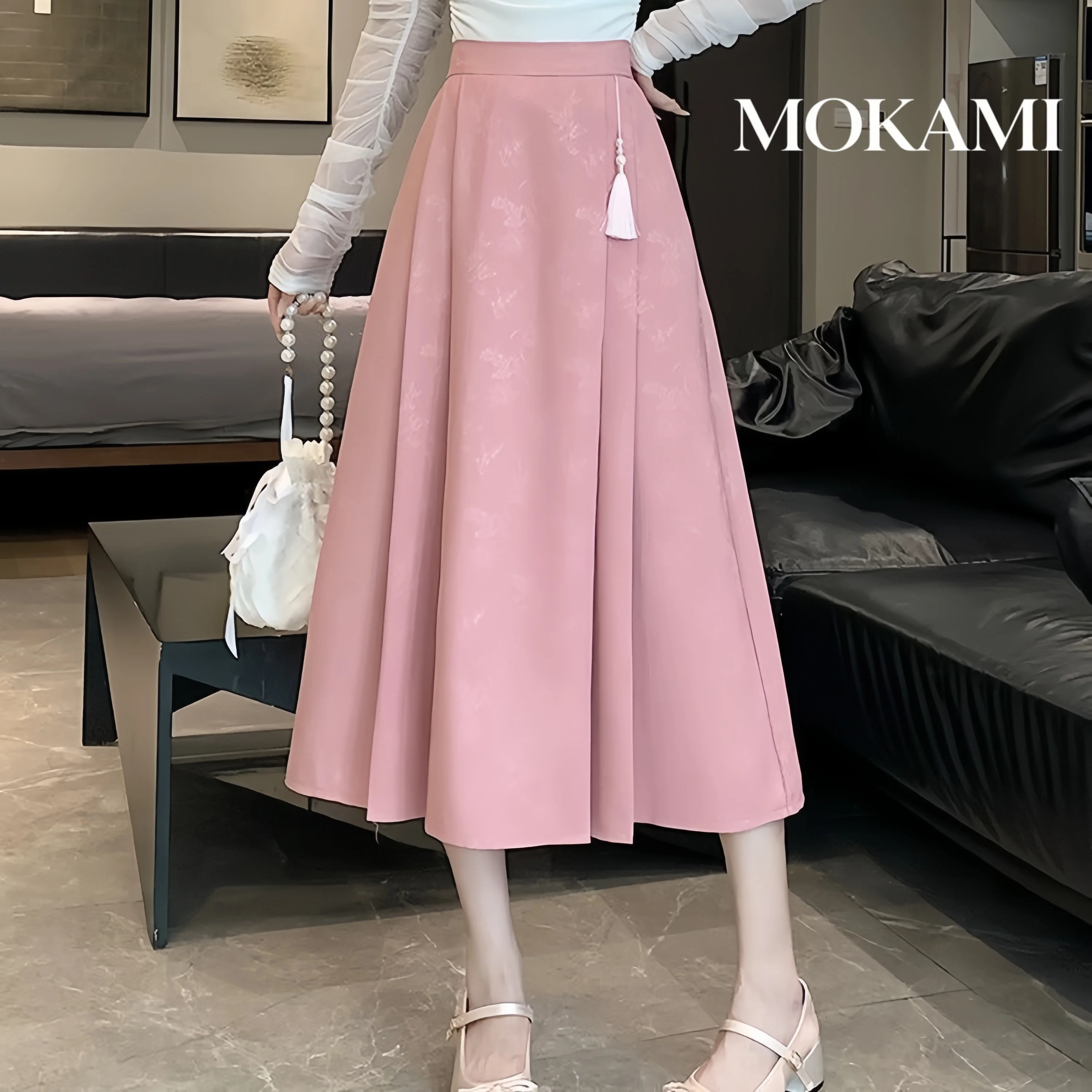 New Chinese Style Horse Face Long Skirt for Women in Spring and Autumn, New A-Line Chinese Style Pleated Skirt for Girls