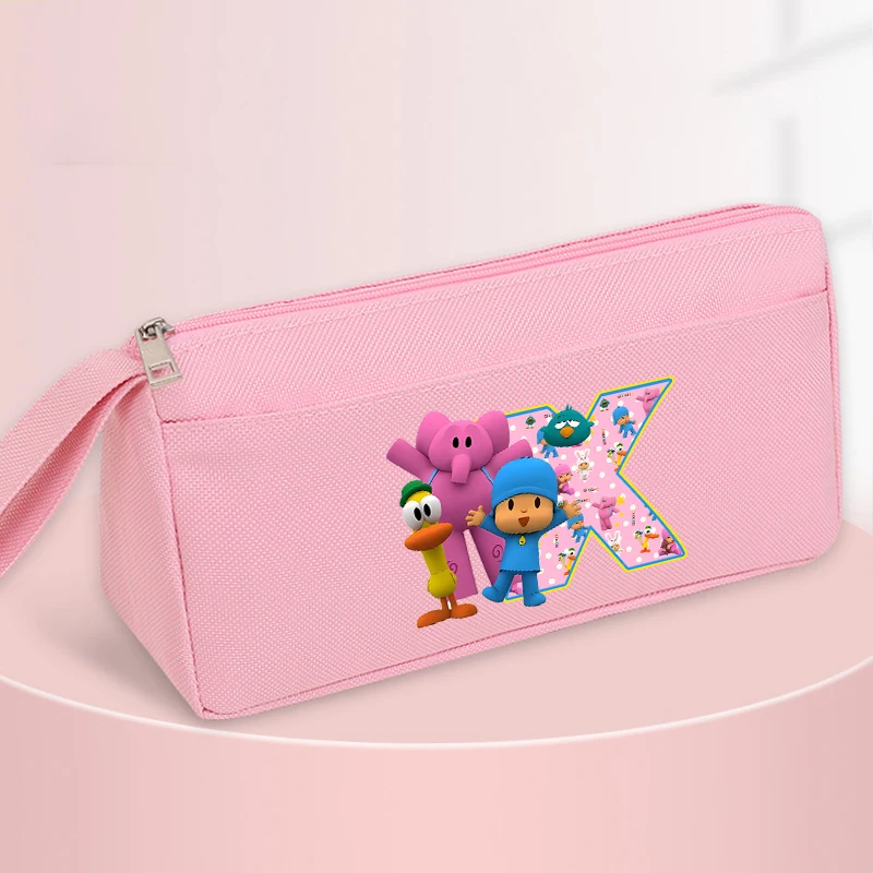 Pocoyos Series Pencil Case Hot Cartoon Print Student Double Layer Stationery Bag Cute New School Pen Pouch Study Birthday Gift