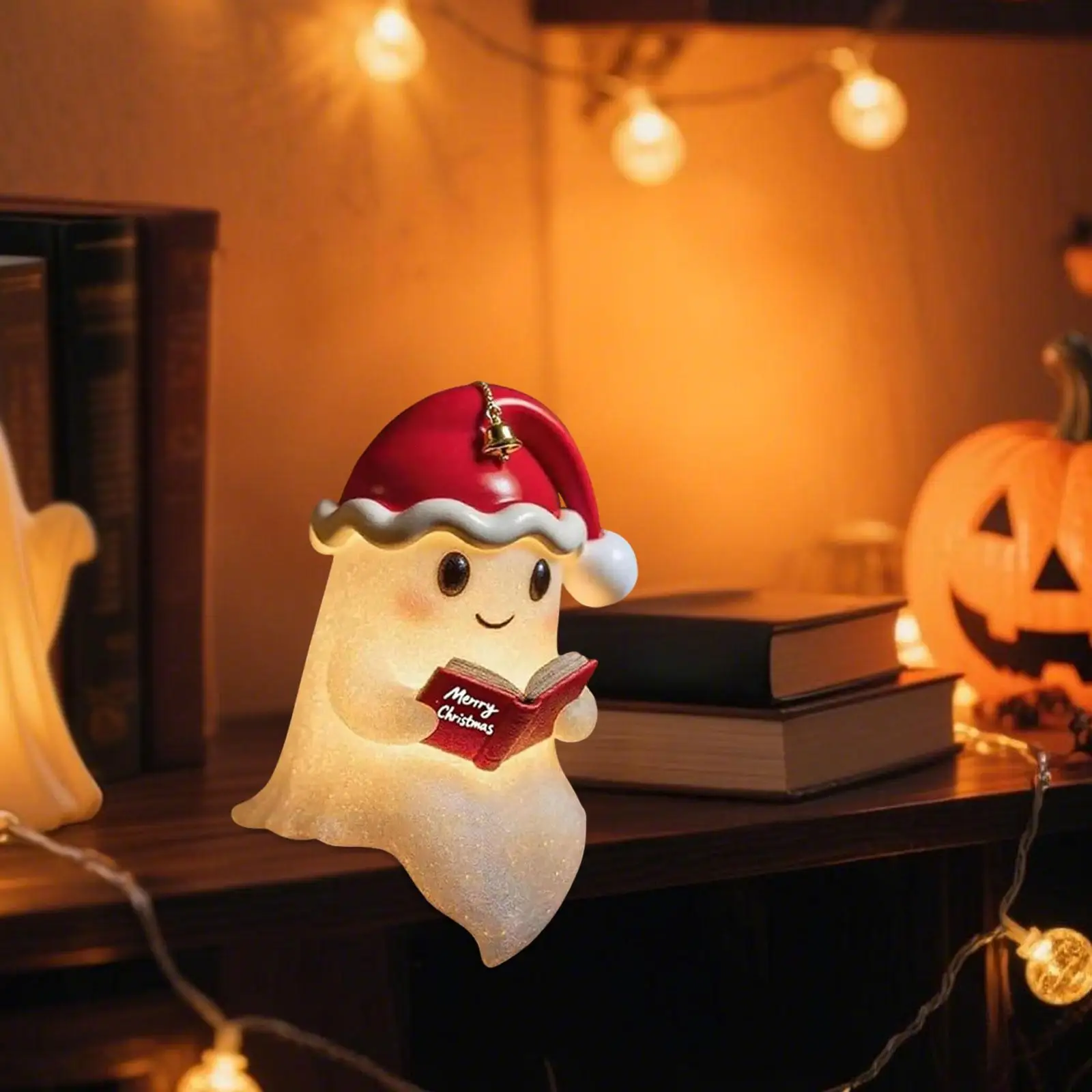 

Лампа для чтения книг с призраком в шляпе Санта-Клауса, украшение на Хэллоуин, креативный дизайн