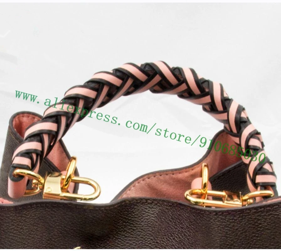 Genuine Calfskin Braided Top Handle Strap For Designer Women Bucket Handbag Lady Neo Shoulder Bag