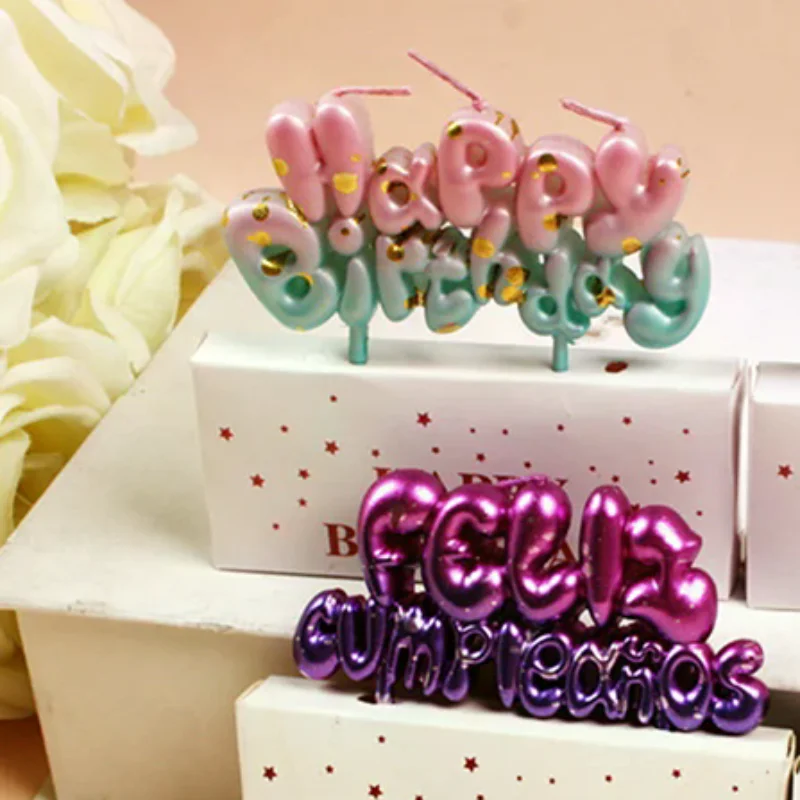 Gradient Happy Birthday Candle - Cake Decoration Accessories, Happy Birthday Letter Candle, Alphabet Candle Cake Toppers Candle