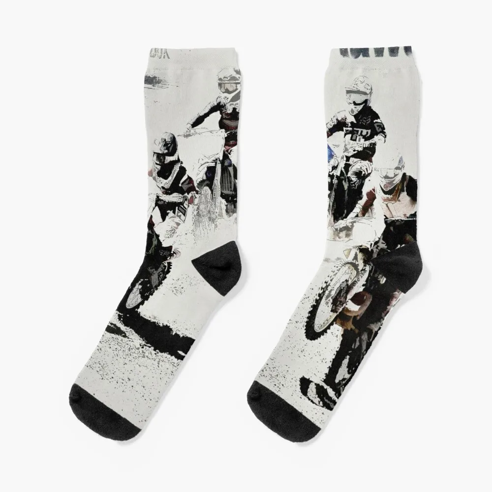 The Race is On- Motocross Racers Socks Cute Socks Nordic Socks Winter Man Sock