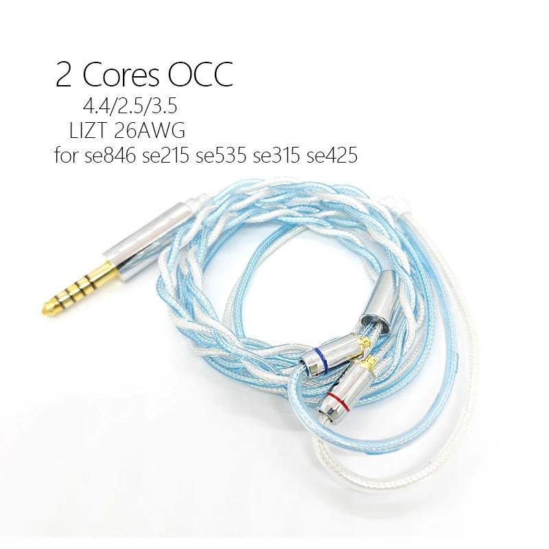 se846 se215 se535 se315 se425 mmcx Cable LIZT 2 Core Earphones Silver Plated Upgrade OCC 4.4mm Balance 2.5 3.5