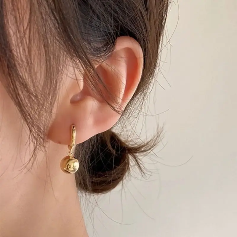 925 Sterling Silver Needle Minimalist 10mm Round Ball Pendant Earrings for Women Fashion Hoop Earrings Party Fine Jewelry Gifts - Image 4