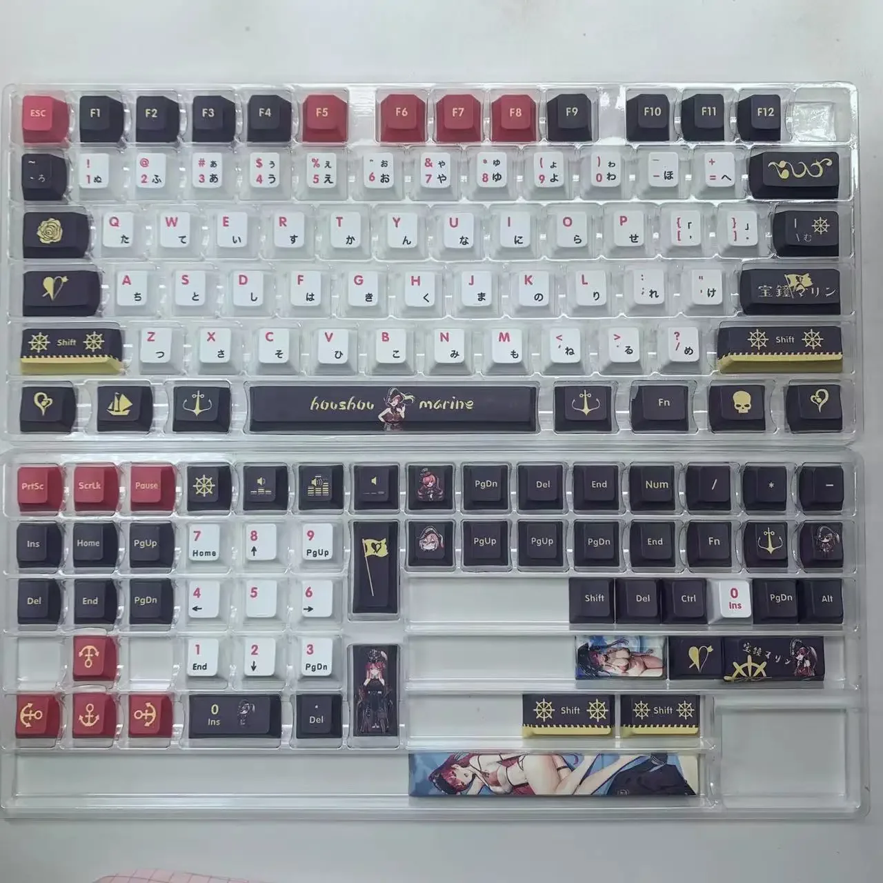 Houshou tampa chave marinha vtuber hololive capa chave pbt sublimação de tinta cereja mx interruptor de eixo cruzado keycap para teclado mecânico