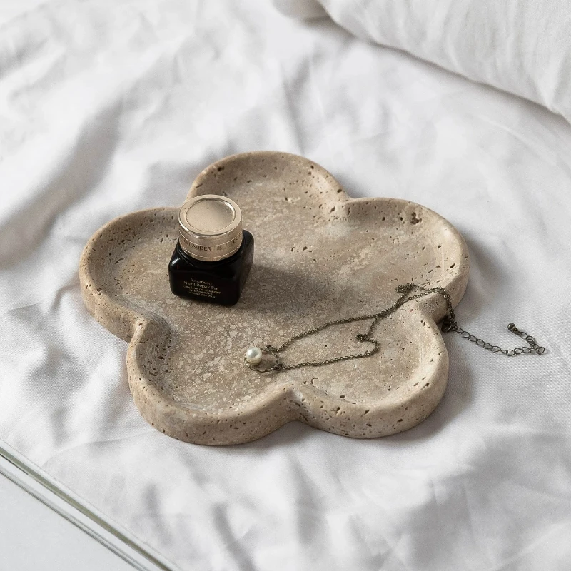 Natural Cave Stone Tray Handmade Irregular Bedroom Jewelry Organizer Afternoon Tea Table Top Cake Tray European Home Decoration