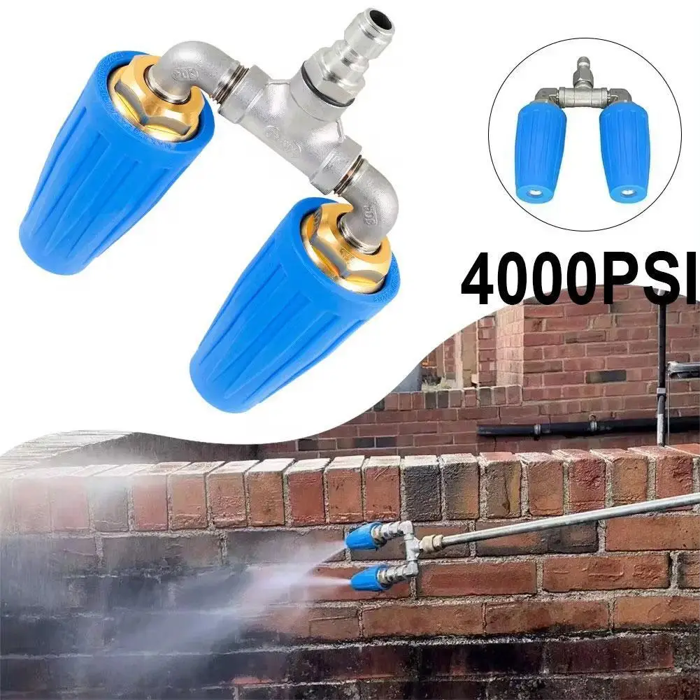 

4000PSI Max 360° Rotatable Twin Turbine Nozzle High Pressure Washer Rotating Dual Turbo Spray Tip Garden Cleaning Tools