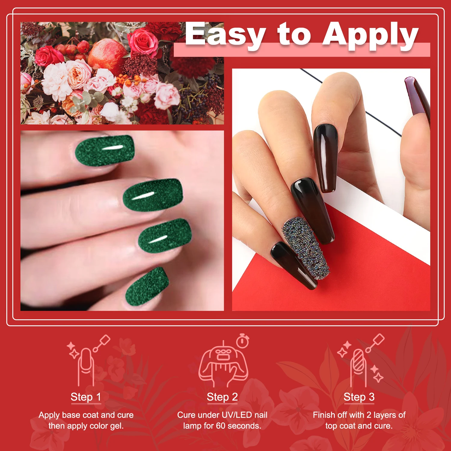 مجموعة طلاء أظافر جل مكونة من 13 قطعة - 9 ألوان عيد الميلاد باللون الأصفر والبرتقالي والأخضر ومعطف أساسي معطف علوي لامع غير لامع ومبرد أظافر لفن الأظافر #4