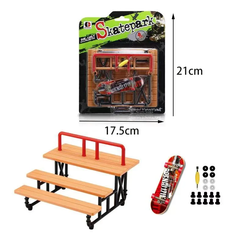 Legierung Finger Skateboard Stunt Kits Park Holz Farbe Treppe DIY Kombination Mini Szene Roller Indoor Hause Freizeit Spielzeug