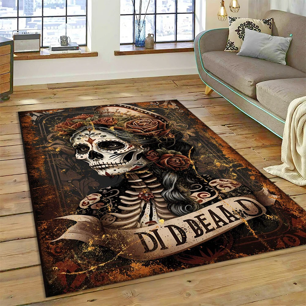 

Horror Skull Girl Dead Gothic Undead Female Carpet Rug for Home Living Room Bedroom Sofa Doormat Decor,Kid Area Rug Non-slip Mat