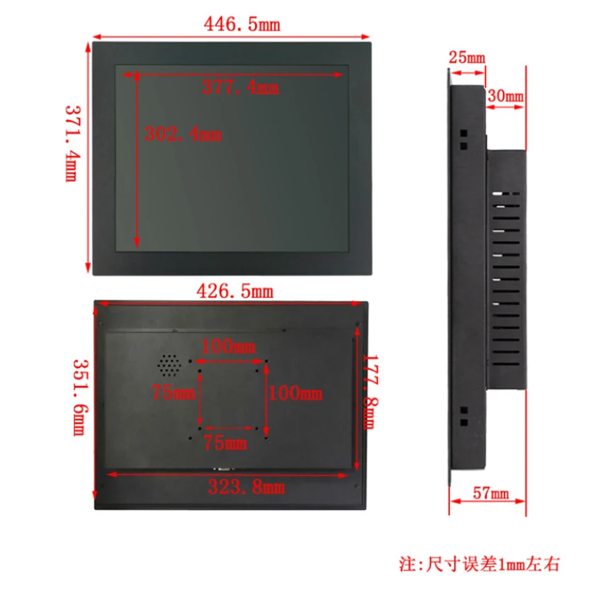 Zhixianda 19 Inch 1280*1024 Industrial Panel Mount PCAP Touch Screen Embedded Monitor With DVI VGA HDMI USB Interface