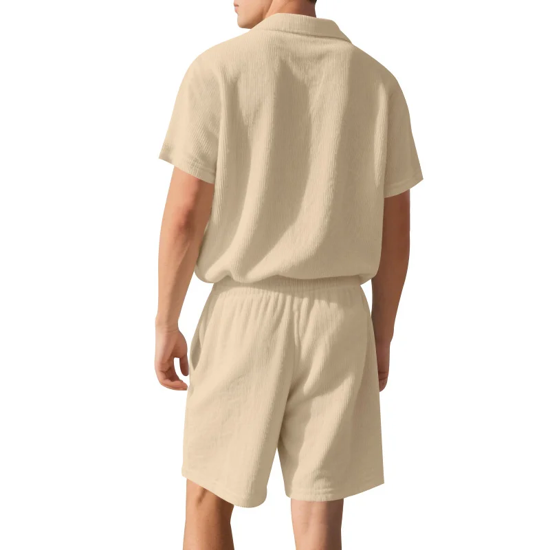 Shapershark The Latest Summer Men's Set Is a Loose, Casual, Beach Resort-Style POLO Shirt Top and Shorts Set of 2 Pieces
