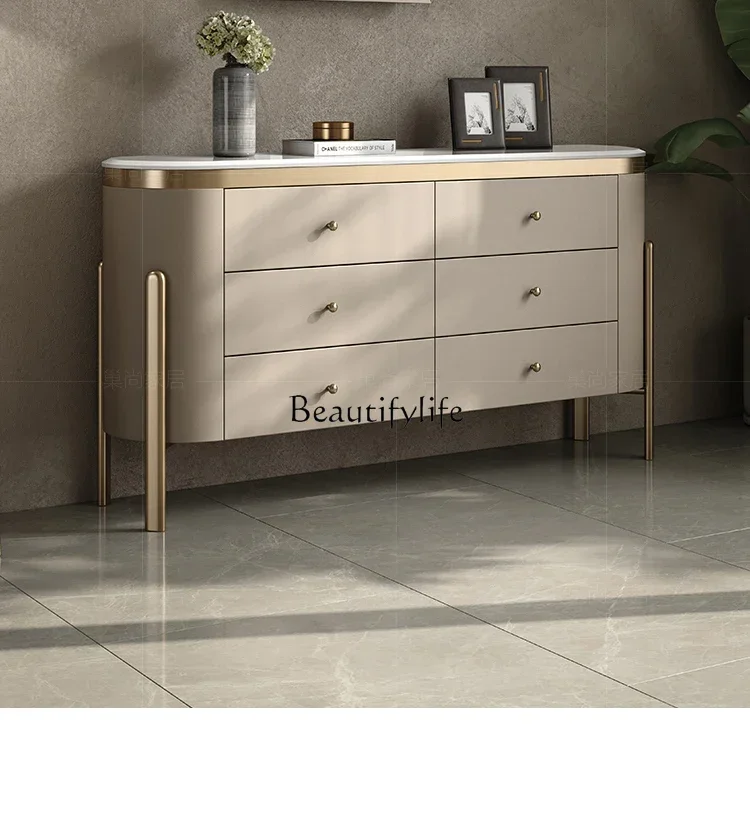 

XX59lxItalian Simple Luxury Jade Stone Sideboard Cabinet Modern Simple and Light Luxury Home Minimalist
