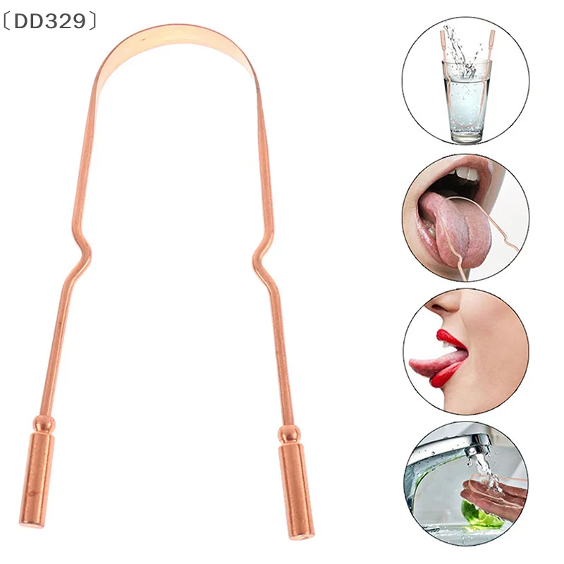 

〔DD329〕 Tongue Scraper Copper Oral Cleaner Brush Fresh Breath Cleaning Tongue Toothbrus